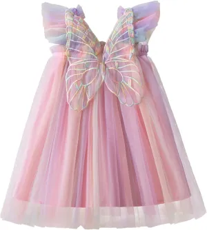 TTYAOVO Baby Girls Tulle Dress Butterfly Birthday Party Dresses