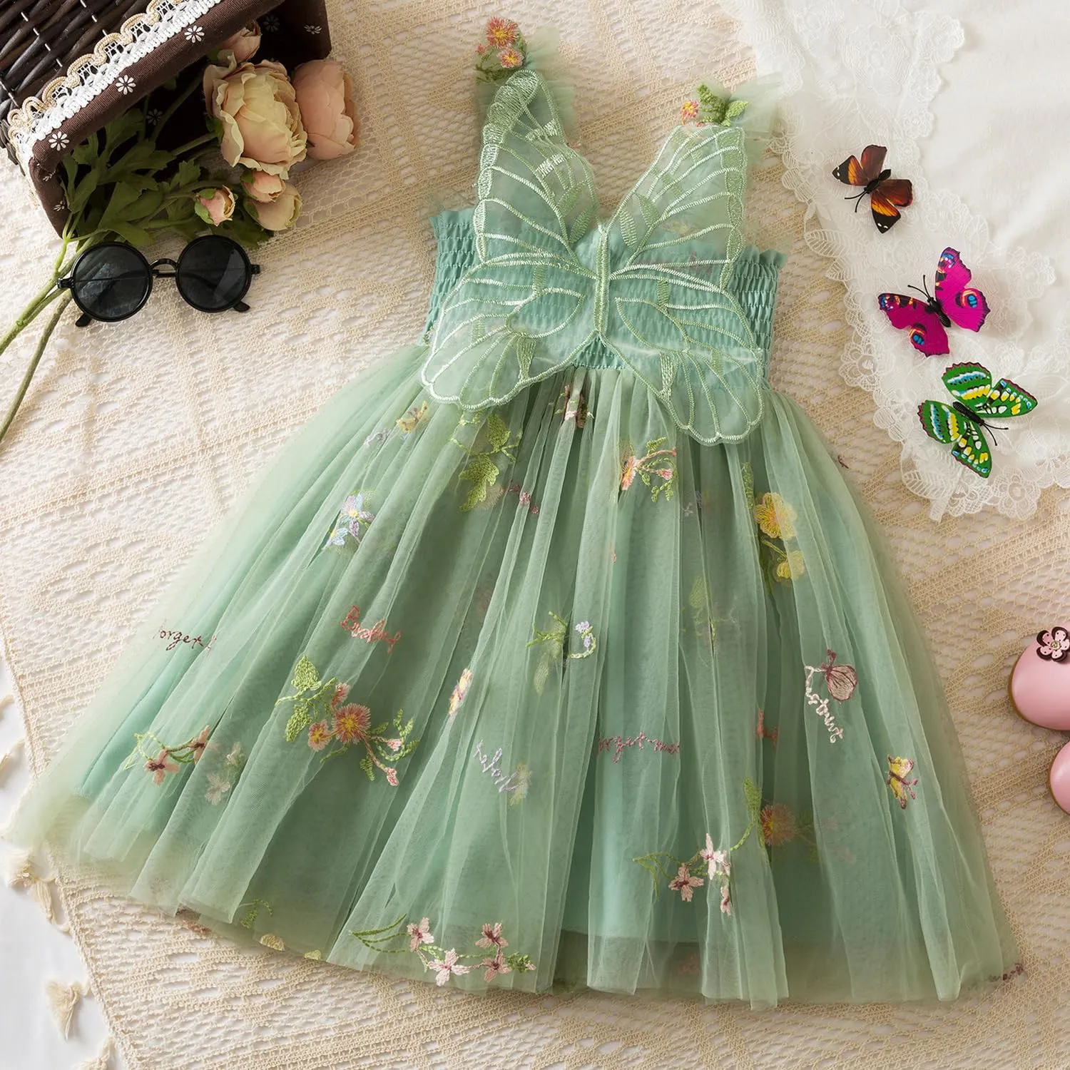TTYAOVO Baby Girls Tulle Dress Butterfly Birthday Party Dresses