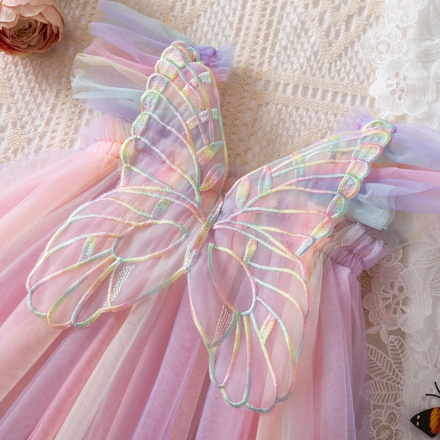TTYAOVO Baby Girls Tulle Dress Butterfly Birthday Party Dresses
