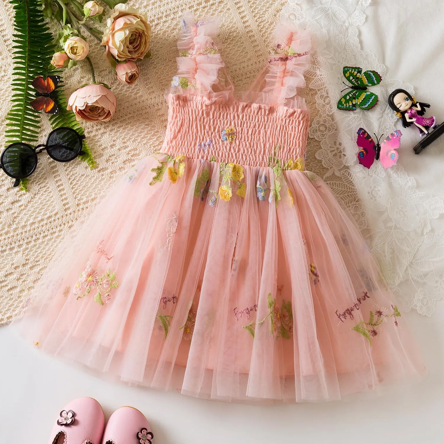 TTYAOVO Baby Girls Tulle Dress Butterfly Birthday Party Dresses