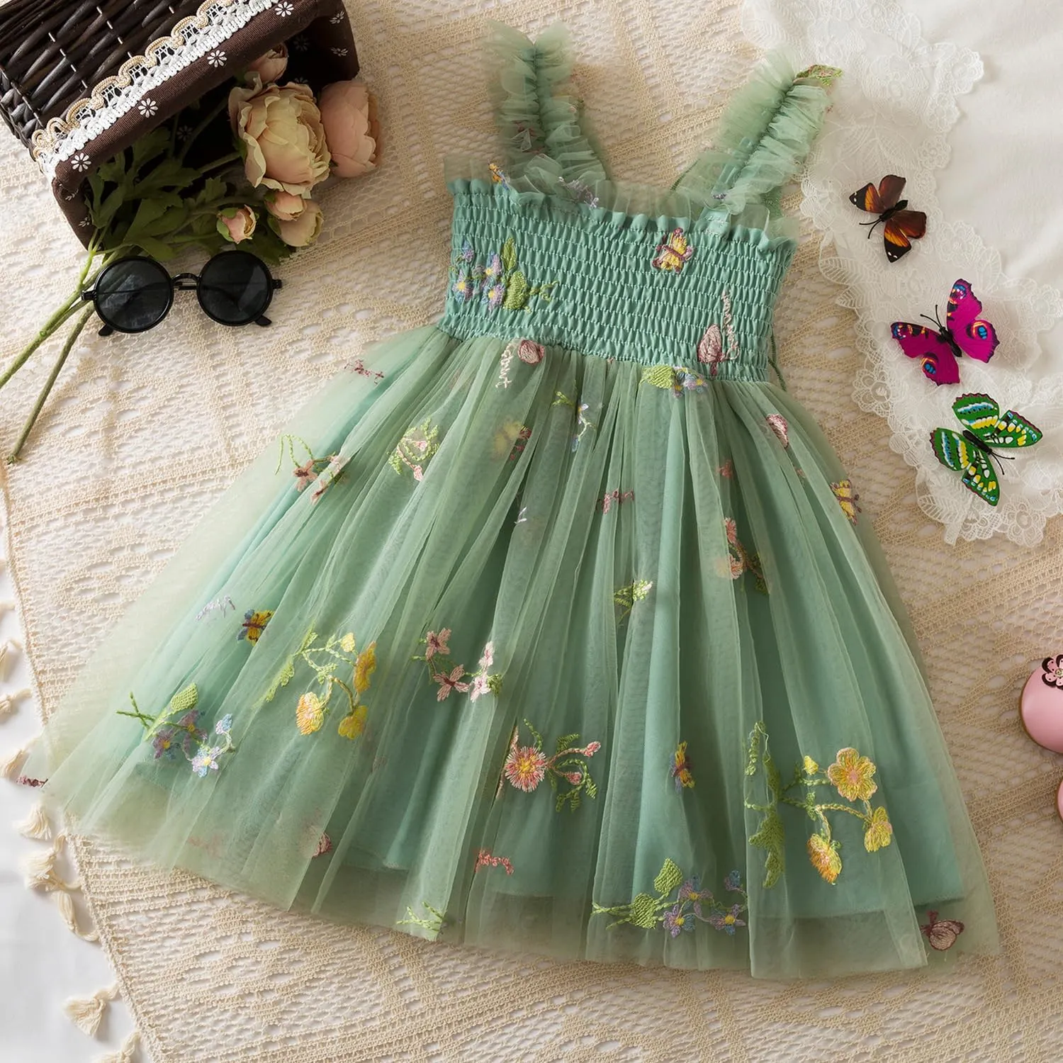 TTYAOVO Baby Girls Tulle Dress Butterfly Birthday Party Dresses