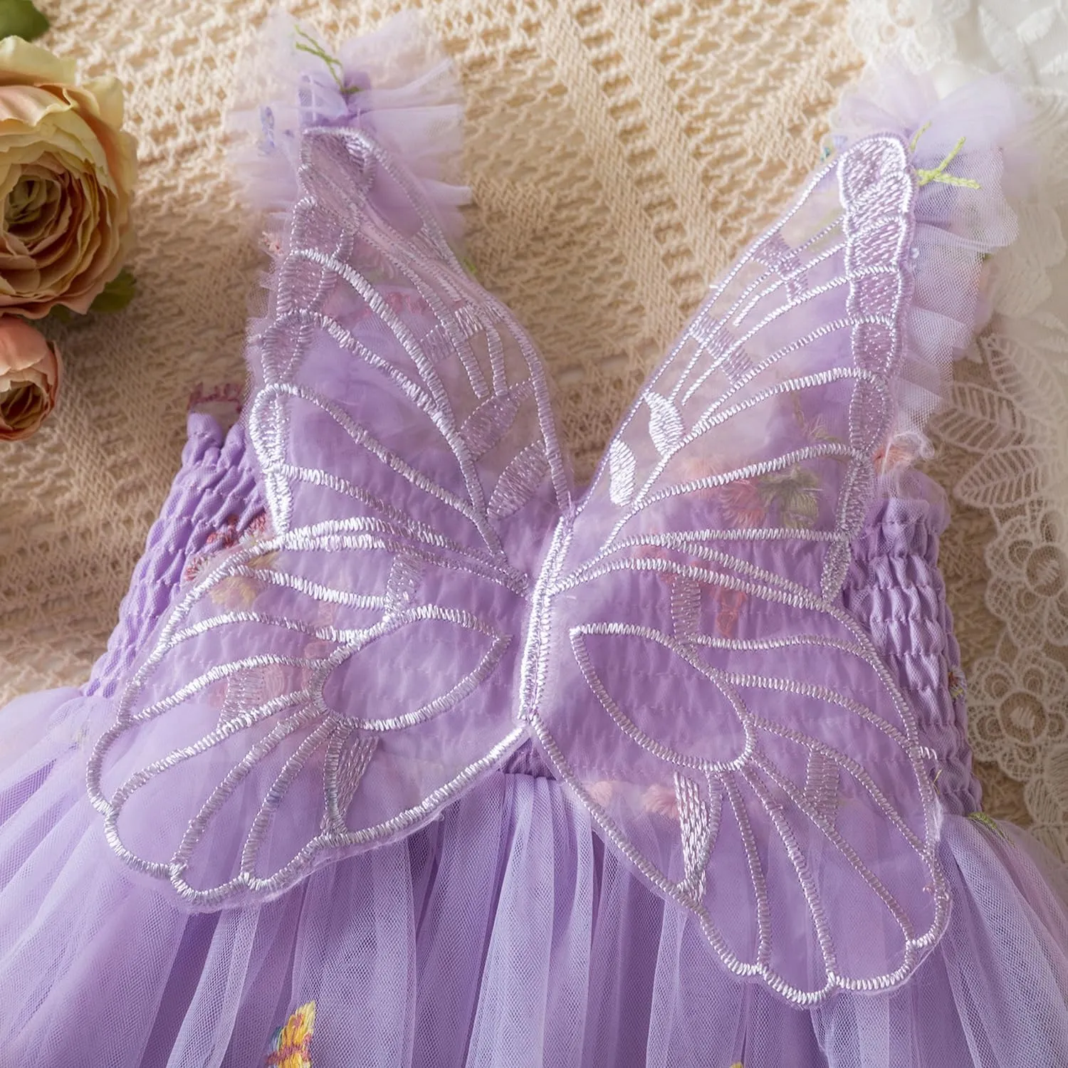 TTYAOVO Baby Girls Tulle Dress Butterfly Birthday Party Dresses