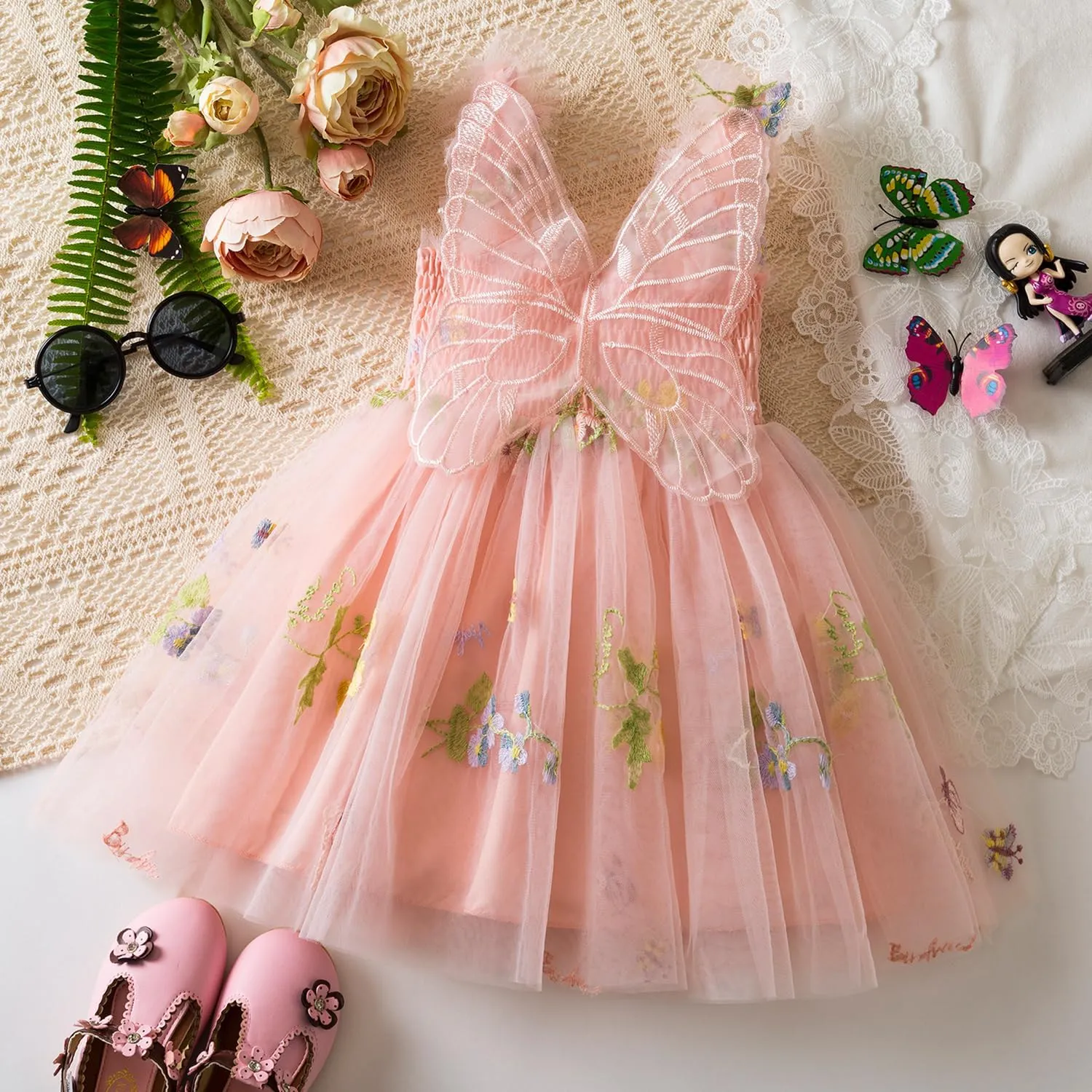 TTYAOVO Baby Girls Tulle Dress Butterfly Birthday Party Dresses