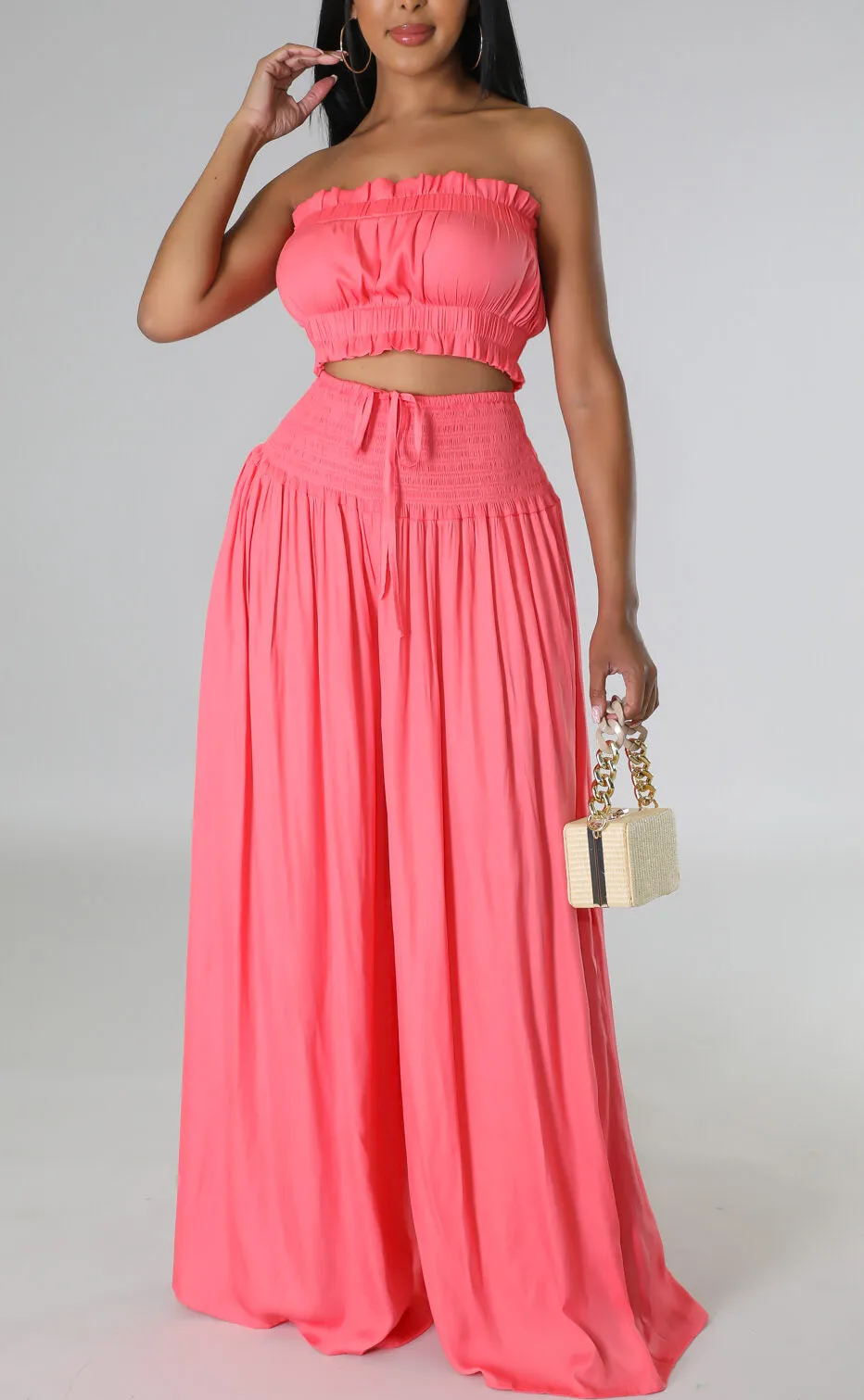 Tube Top and Wide Leg Pants Set