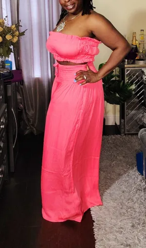 Tube Top and Wide Leg Pants Set