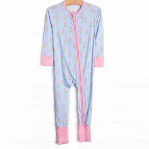 Tulip Blooms Bamboo Zippy Pajama, Blue