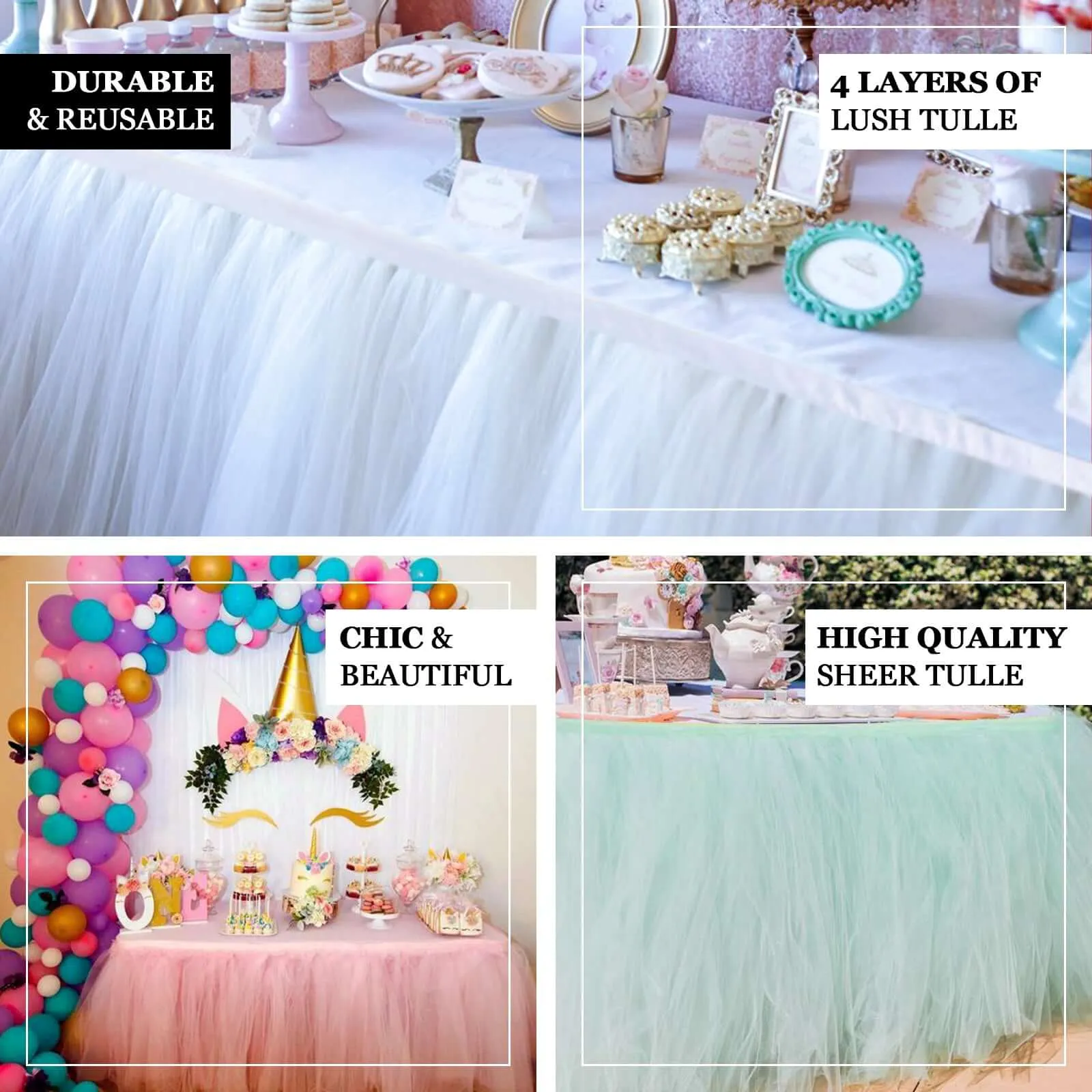 Tulle Table Skirt 21ft Blush - 4 Layer Pleated Tutu Table Cover