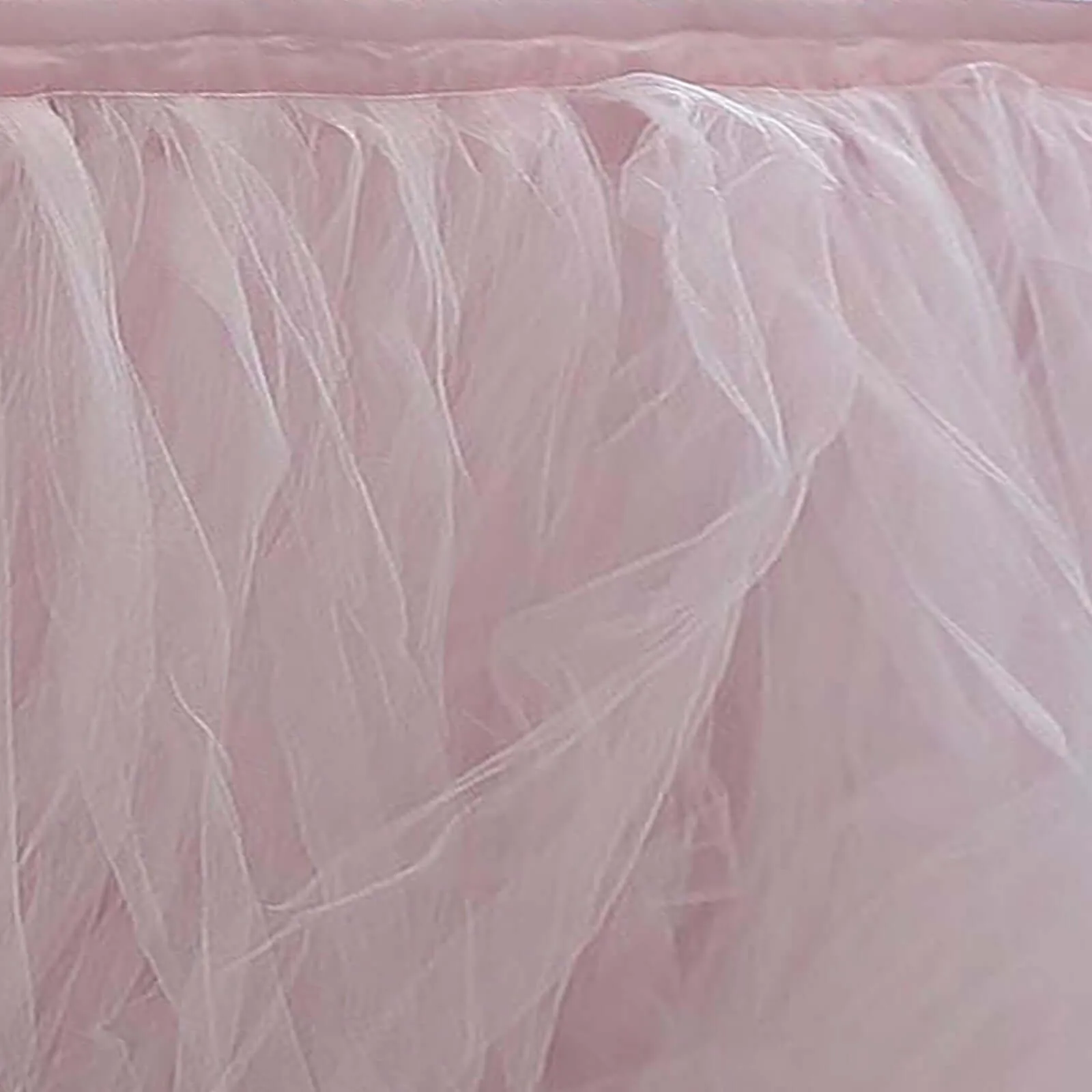 Tulle Table Skirt 21ft Blush - 4 Layer Pleated Tutu Table Cover