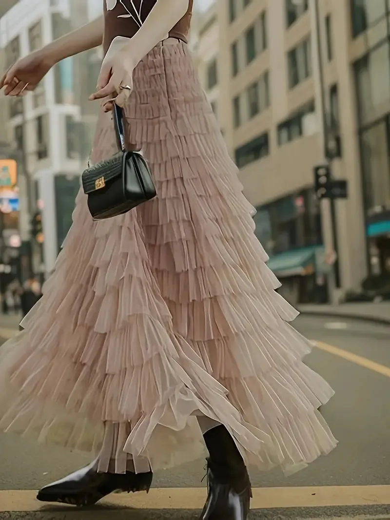 Tulle Tiered Maxi Skirts