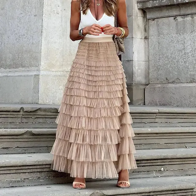 Tulle Tiered Maxi Skirts