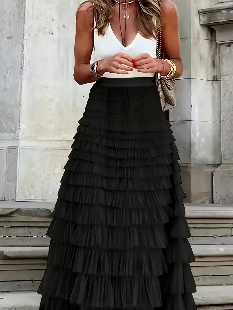Tulle Tiered Maxi Skirts