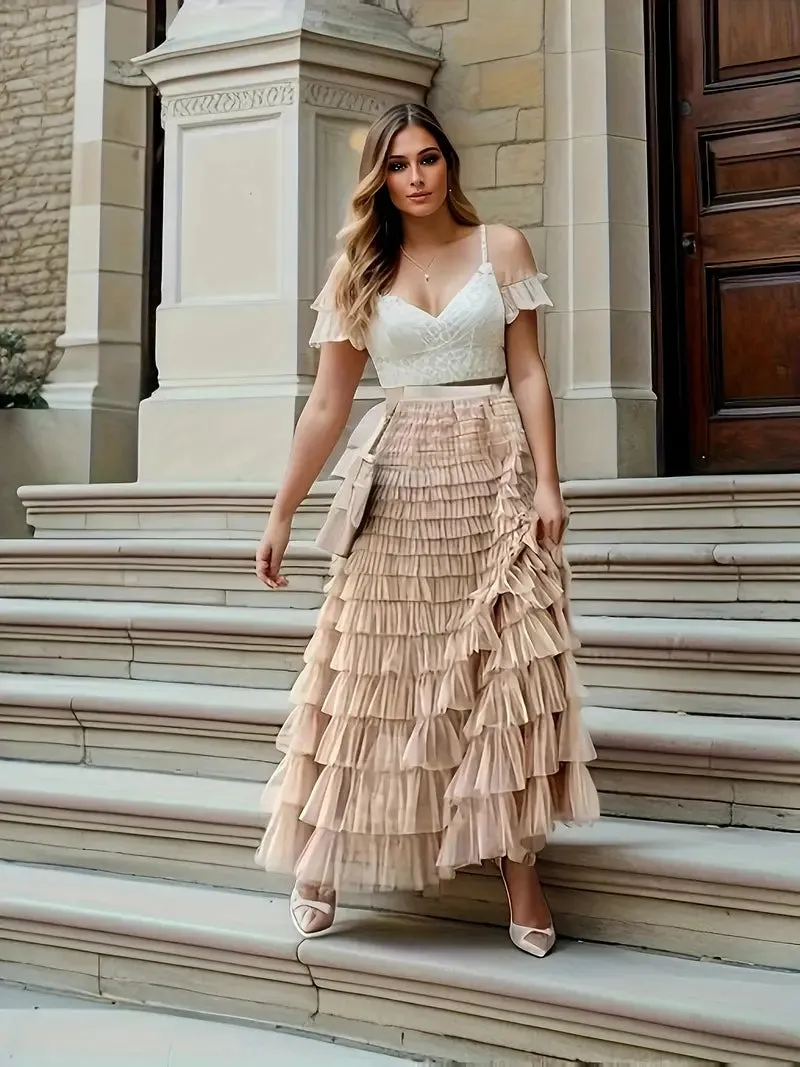 Tulle Tiered Maxi Skirts