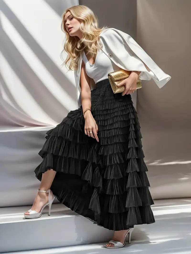Tulle Tiered Maxi Skirts