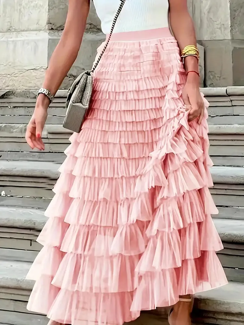 Tulle Tiered Maxi Skirts
