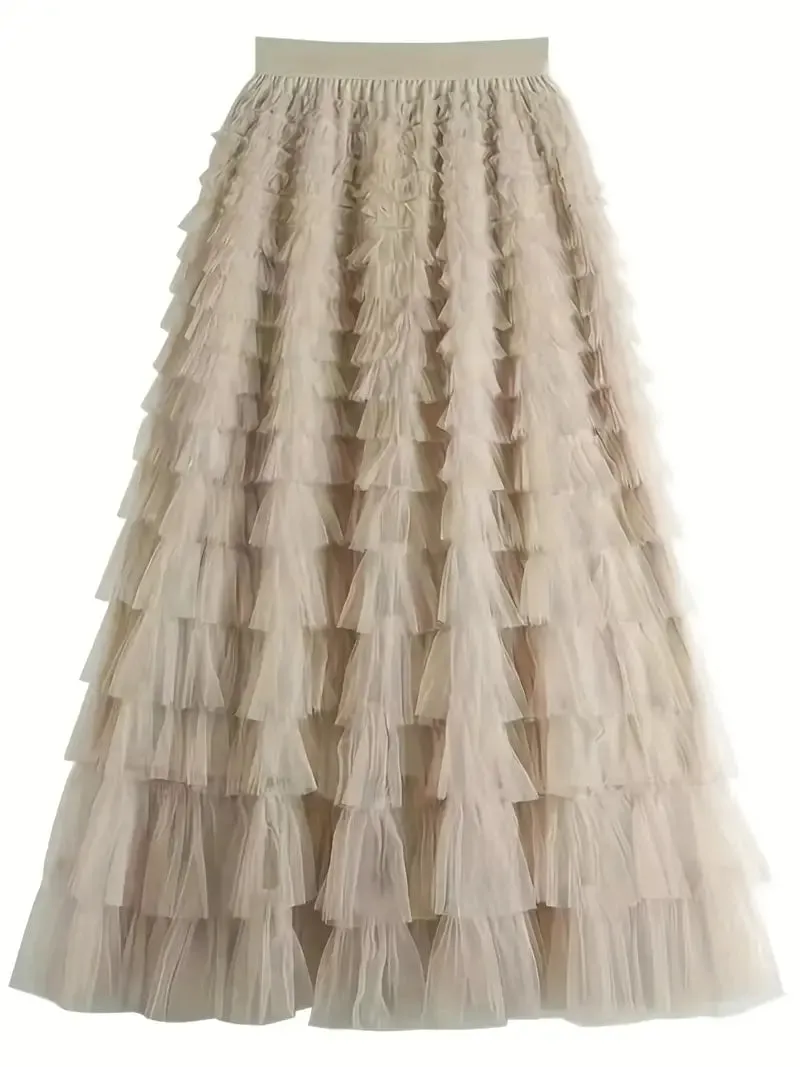 Tulle Tiered Maxi Skirts