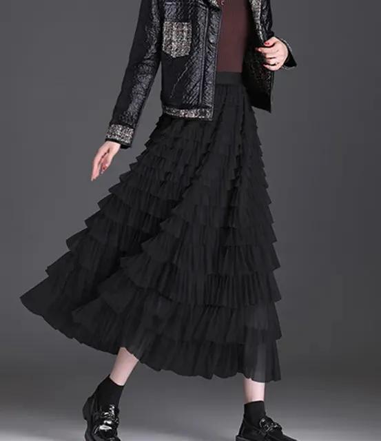 Tulle Tiered Maxi Skirts