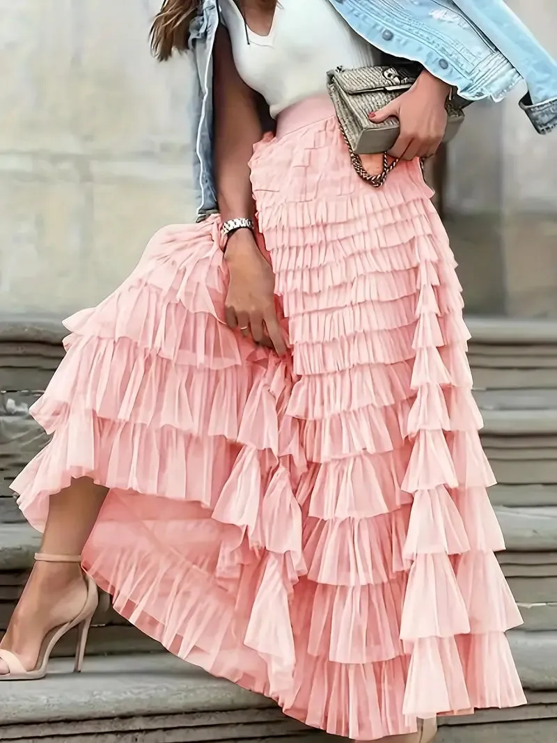 Tulle Tiered Maxi Skirts