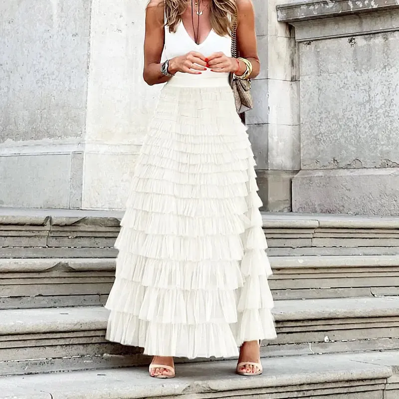 Tulle Tiered Maxi Skirts