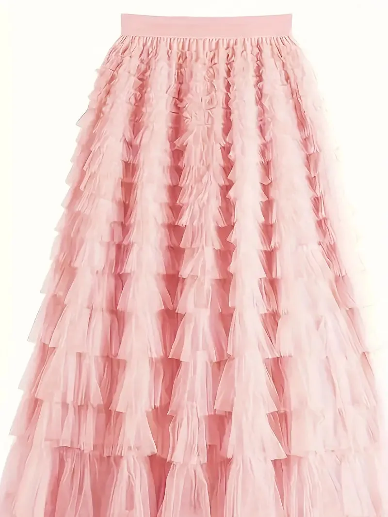 Tulle Tiered Maxi Skirts