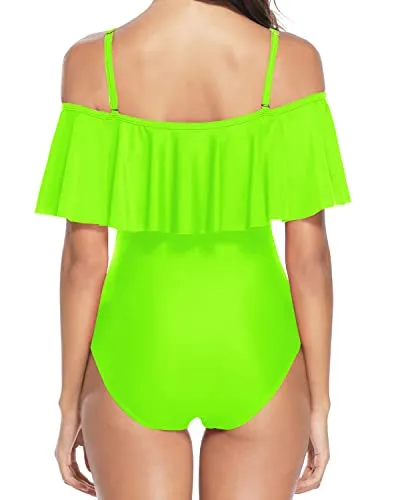 Tummy Control One Piece Swimsuits Cute Bathing Suits For Women-Neon Green