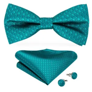 Turquoise Geometric Matching Bowtie Set (3pc)