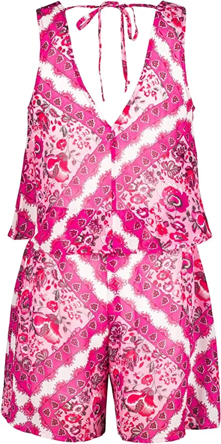 Tween Girls Boho Boarder Print Romper