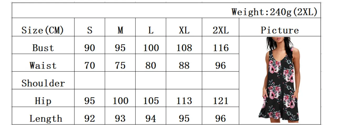V-Neck Printed Sleeveless Tank Top Pocket Dress Casual Midi Pocket Dress