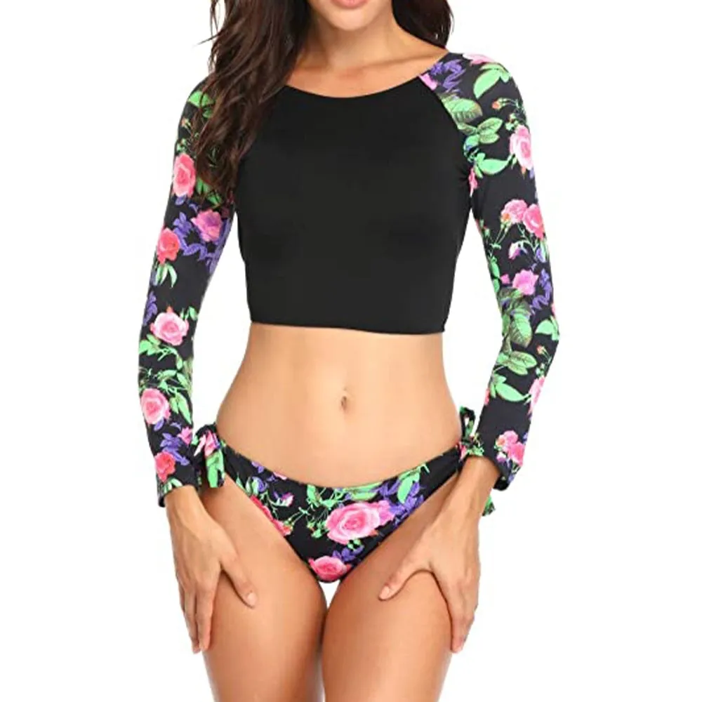 VenusFox long sleeve swimsuit two piece long sleeve bikini  Zipper bathing suit white bikini buckle swimsuit buckle bikini thong sexy set