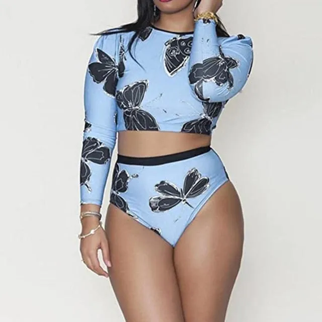 VenusFox long sleeve swimsuit two piece long sleeve bikini  Zipper bathing suit white bikini buckle swimsuit buckle bikini thong sexy set