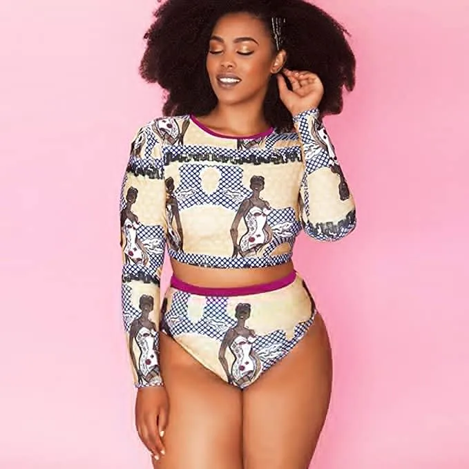 VenusFox long sleeve swimsuit two piece long sleeve bikini  Zipper bathing suit white bikini buckle swimsuit buckle bikini thong sexy set