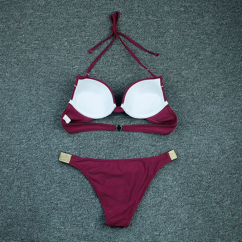VenusFox Sexy Bikini 2021 Push Up Bikini Set Pink Swimwear Women Micro Swimsuit Female Bandage Biquini Beach Wear Swimming Two-Piece XL