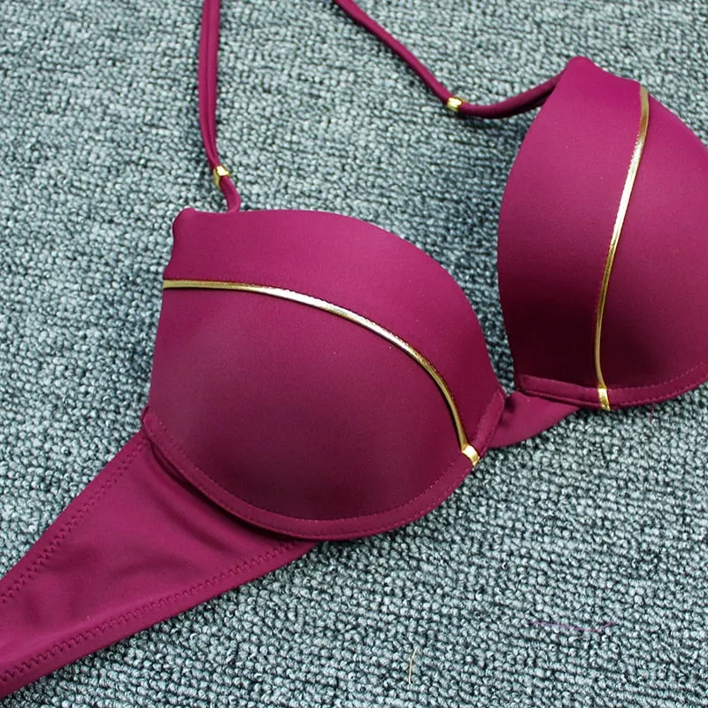 VenusFox Sexy Bikini 2021 Push Up Bikini Set Pink Swimwear Women Micro Swimsuit Female Bandage Biquini Beach Wear Swimming Two-Piece XL