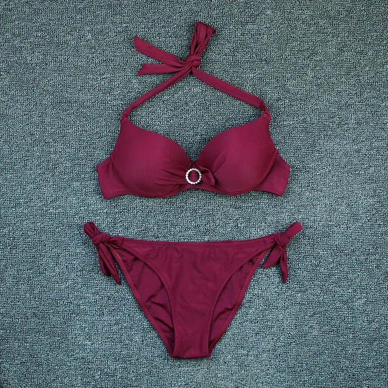 VenusFox Sexy Bikini 2021 Push Up Bikini Set Pink Swimwear Women Micro Swimsuit Female Bandage Biquini Beach Wear Swimming Two-Piece XL