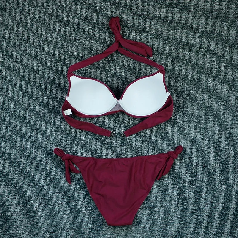 VenusFox Sexy Bikini 2021 Push Up Bikini Set Pink Swimwear Women Micro Swimsuit Female Bandage Biquini Beach Wear Swimming Two-Piece XL
