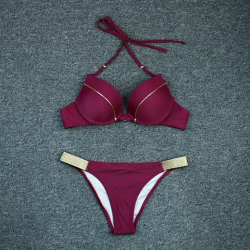 VenusFox Sexy Bikini 2021 Push Up Bikini Set Pink Swimwear Women Micro Swimsuit Female Bandage Biquini Beach Wear Swimming Two-Piece XL