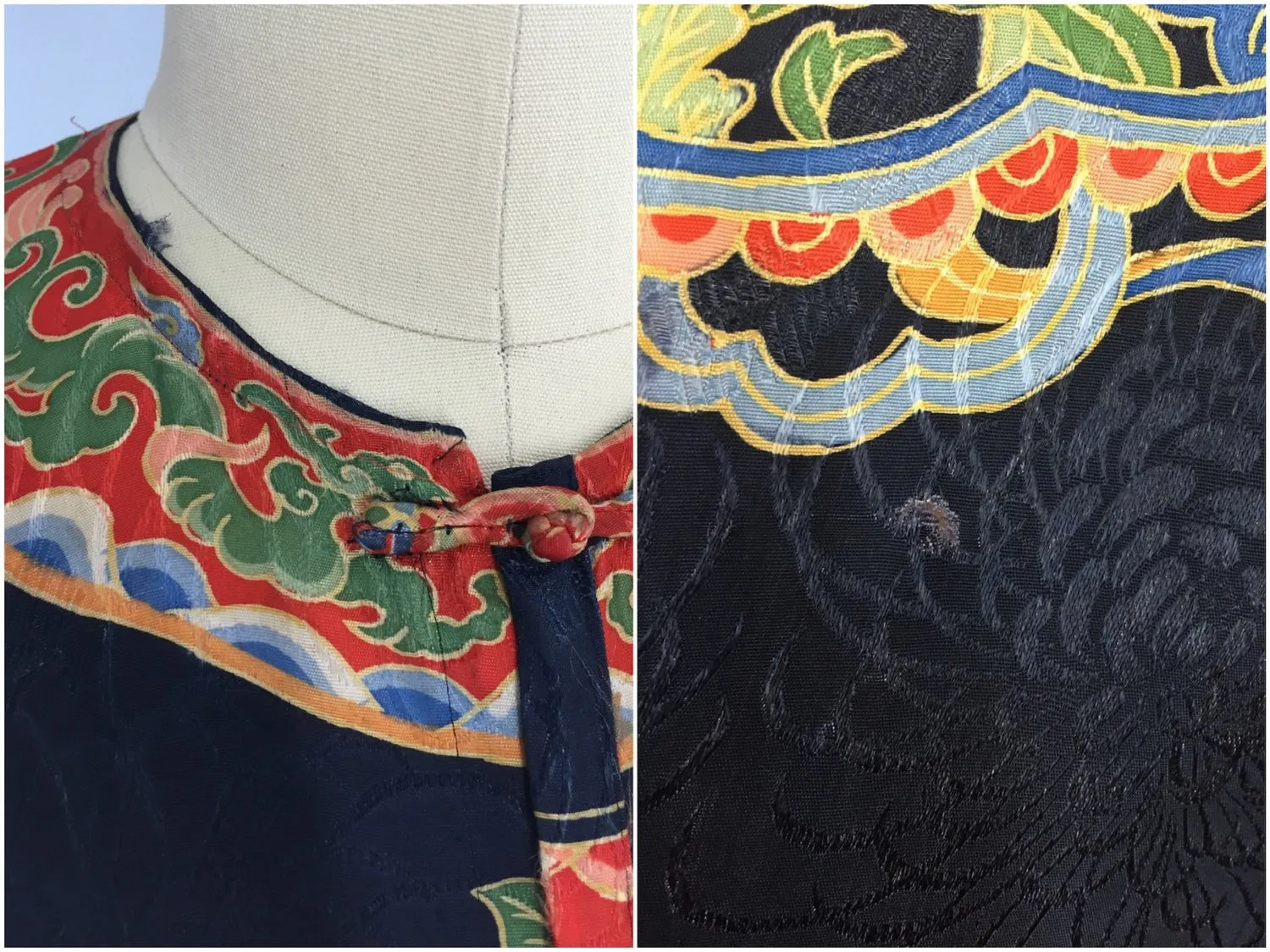 Vintage 1920s - 1930s Silk Pajamas / Art Deco Chinoiserie Dragons