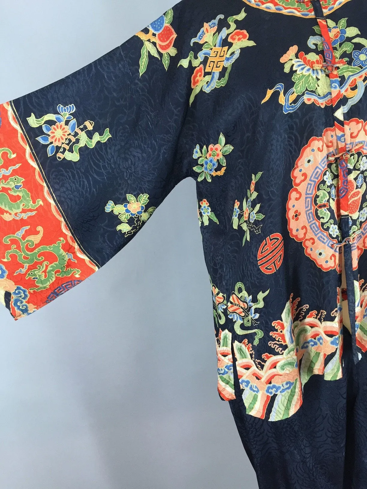 Vintage 1920s - 1930s Silk Pajamas / Art Deco Chinoiserie Dragons