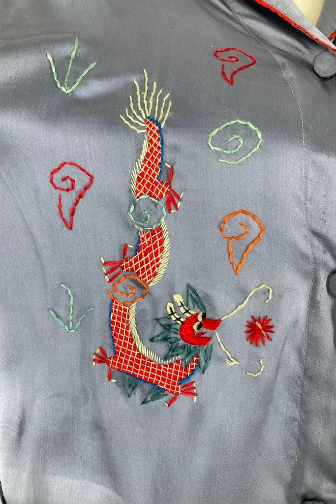 Vintage 1930s Embroidered Satin Pajamas