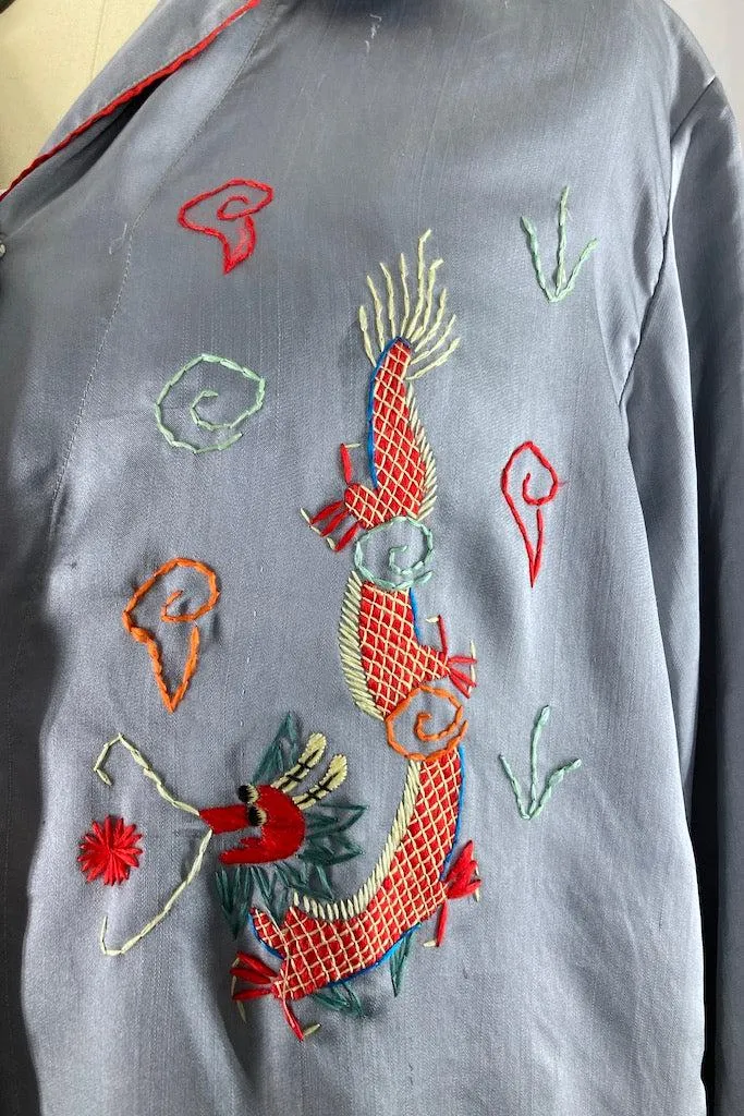 Vintage 1930s Embroidered Satin Pajamas