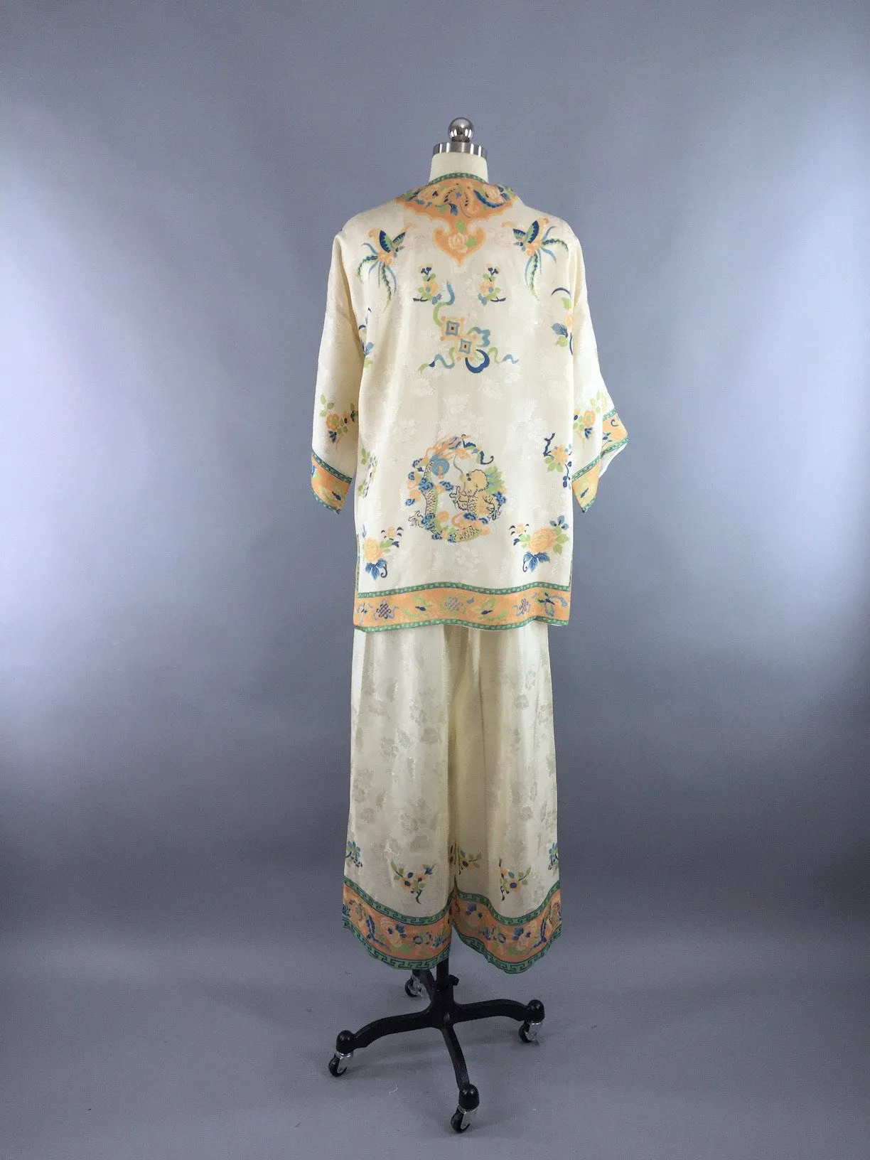 Vintage 1930s Pajamas / Art Deco Dragon Print