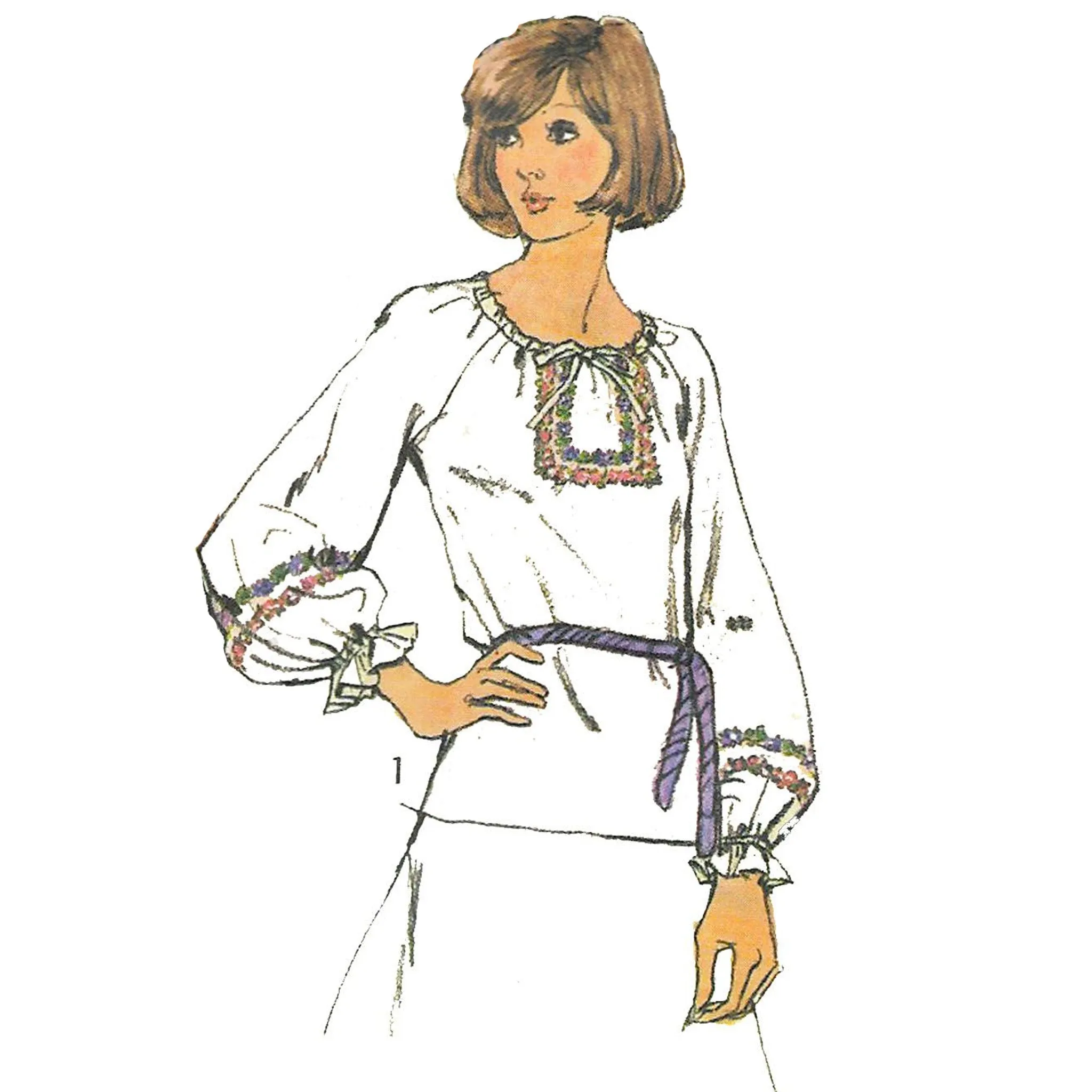 Vintage 1970s Sewing Pattern – Versatile Peasant Blouses - Bust 34” (87cm)