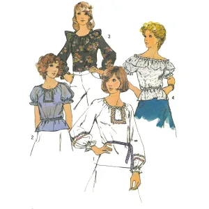 Vintage 1970s Sewing Pattern – Versatile Peasant Blouses - Bust 34” (87cm)