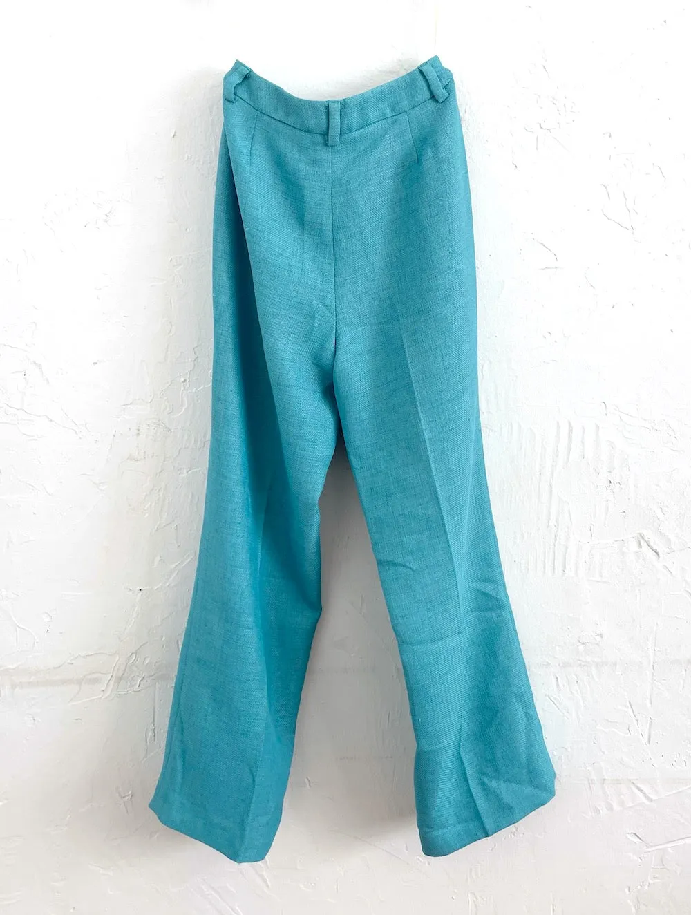 Vintage 80s High-Waist Blue Textured Trousers -- Size 25/26