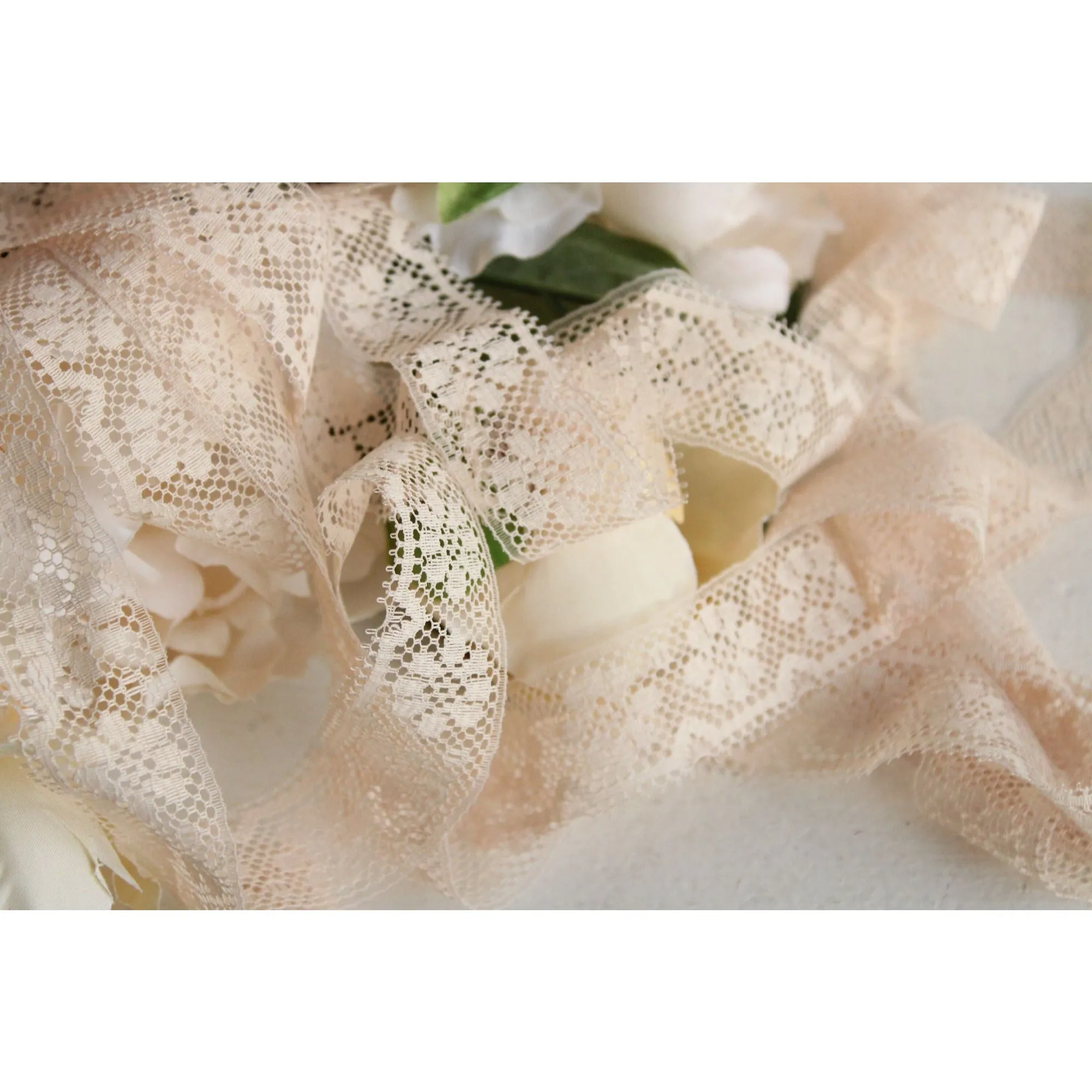 Vintage Ivory Lace Trim,  Picot Edge, 1 yard , 1" wide