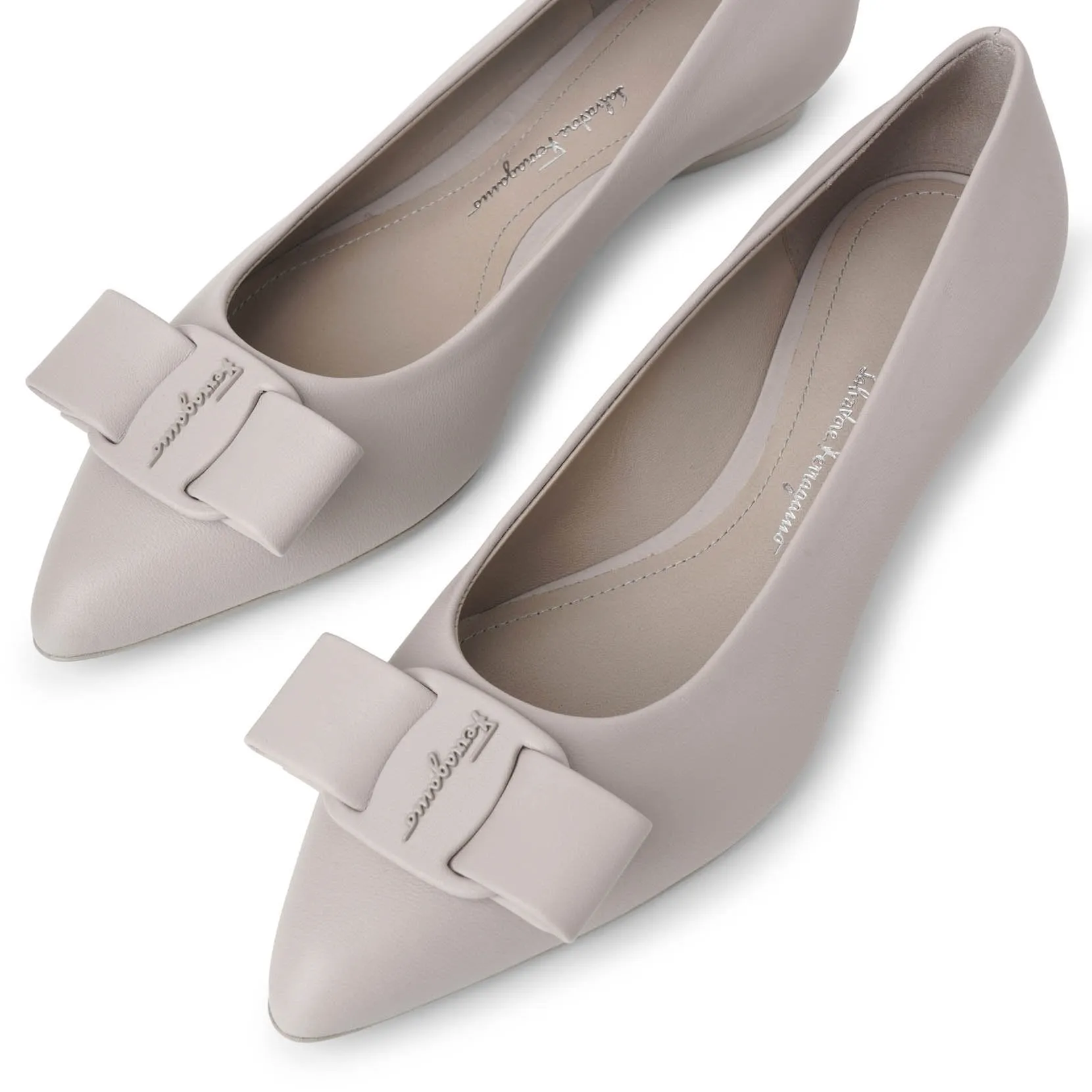 Viva grey leather flats