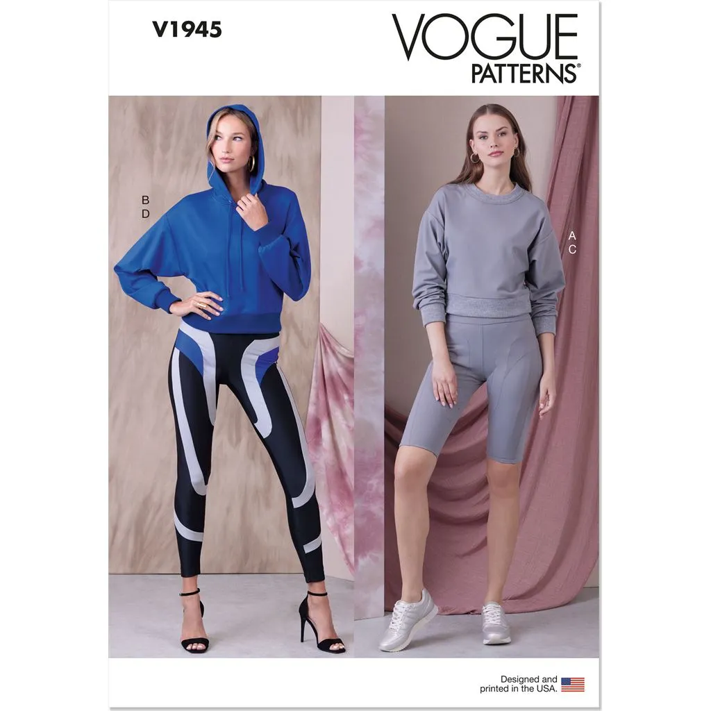 Vogue Pattern V1945 Misses’ Knit Tops and Leggings in Two Lengths