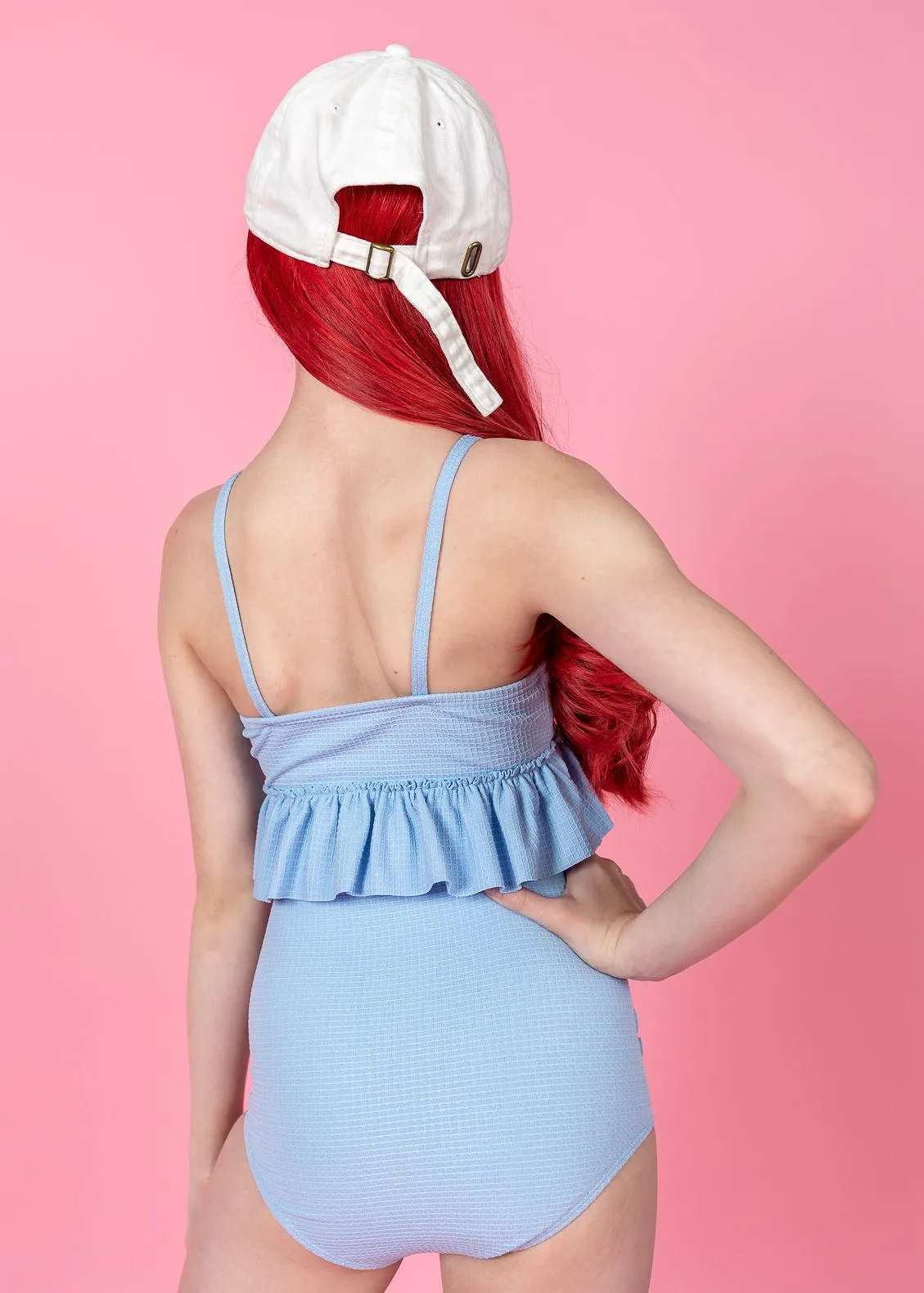 Waffled Barely Blue | Youth Down in Front Ruffle Bottoms