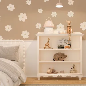 Watercolor Daisies Fabric Wall Decal Set - Light Neutral