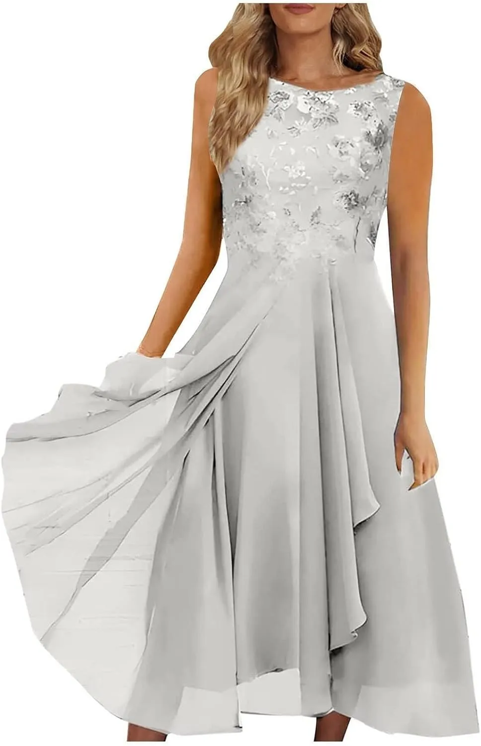 Wedding Guest Dress for Women Sleeveless Lace Chiffon Flowy Maxi Dresses 2025 Mother of The Bride Clothes