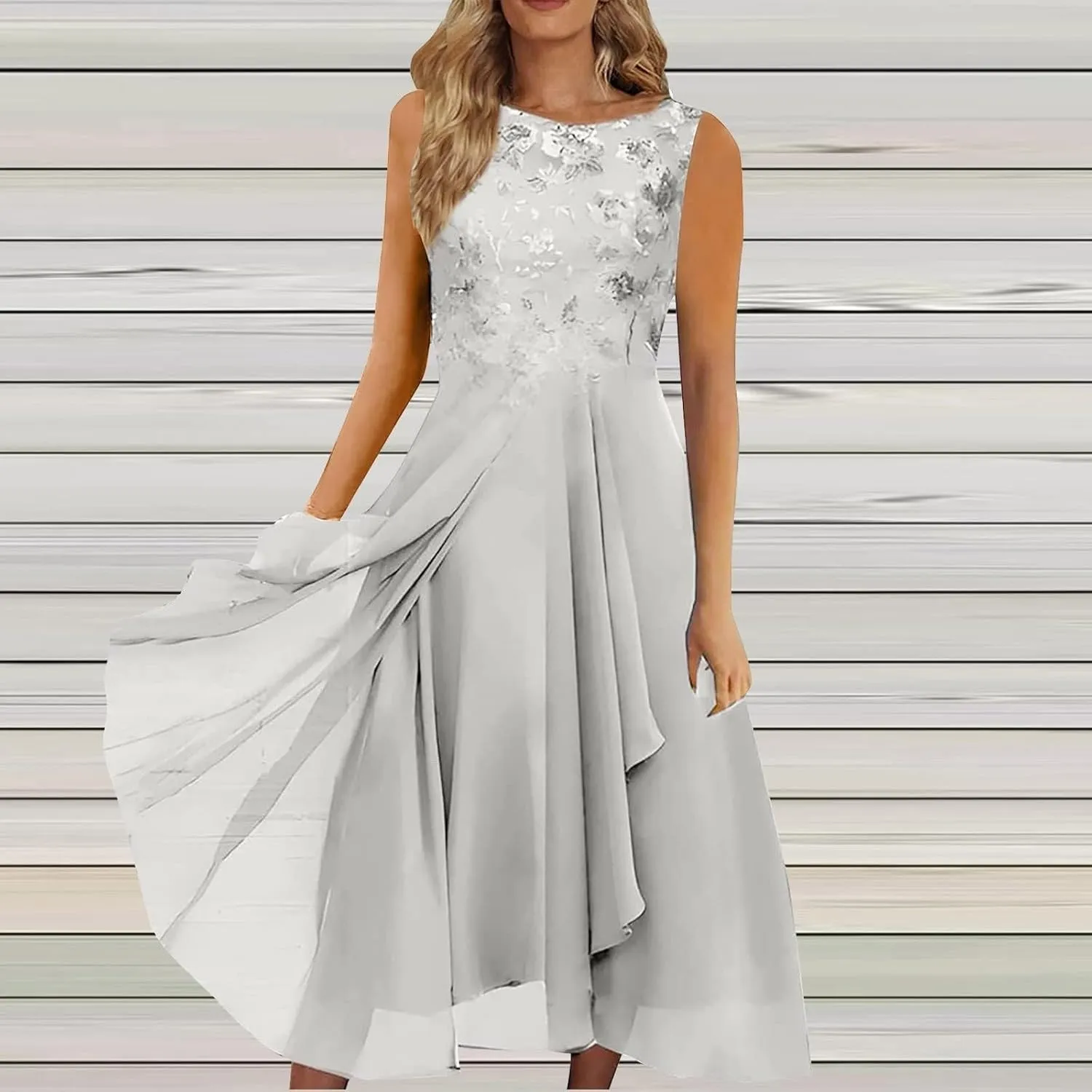 Wedding Guest Dress for Women Sleeveless Lace Chiffon Flowy Maxi Dresses 2025 Mother of The Bride Clothes